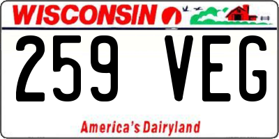 WI license plate 259VEG