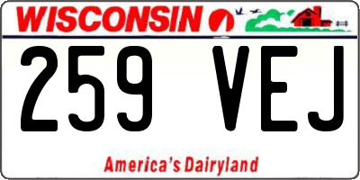 WI license plate 259VEJ