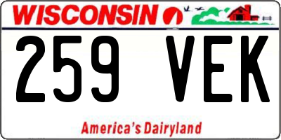 WI license plate 259VEK