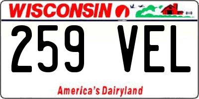 WI license plate 259VEL