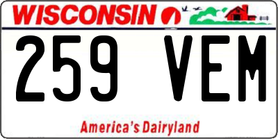 WI license plate 259VEM