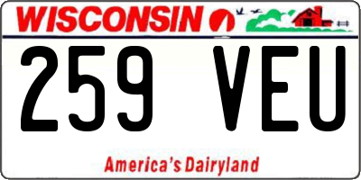 WI license plate 259VEU