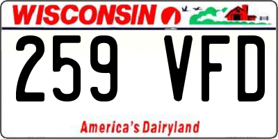 WI license plate 259VFD