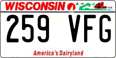 WI license plate 259VFG