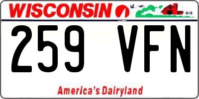 WI license plate 259VFN