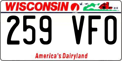 WI license plate 259VFO