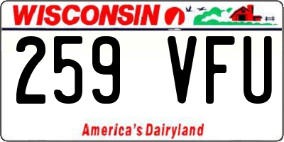 WI license plate 259VFU
