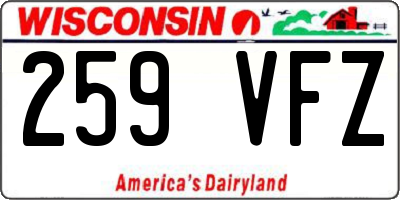 WI license plate 259VFZ