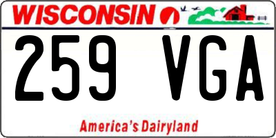 WI license plate 259VGA