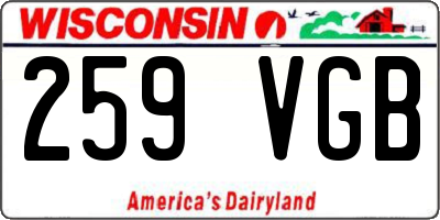 WI license plate 259VGB