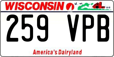 WI license plate 259VPB