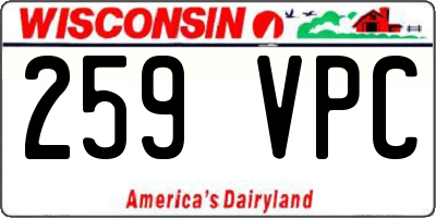WI license plate 259VPC