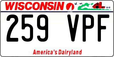WI license plate 259VPF