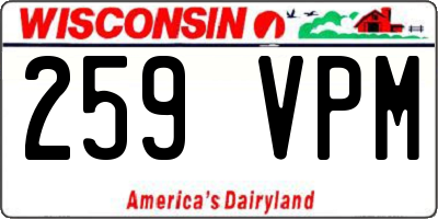 WI license plate 259VPM
