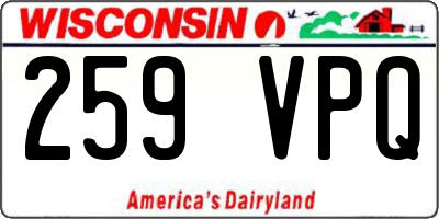 WI license plate 259VPQ