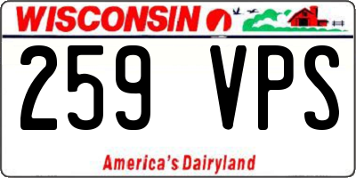 WI license plate 259VPS