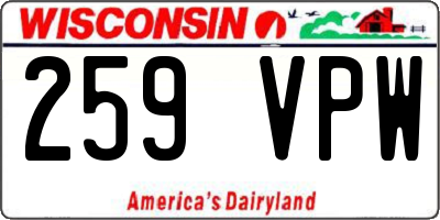 WI license plate 259VPW