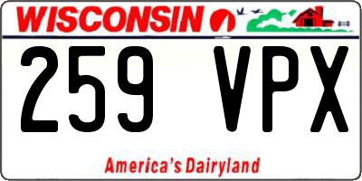 WI license plate 259VPX