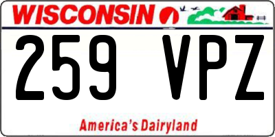 WI license plate 259VPZ