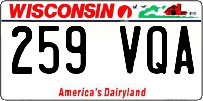 WI license plate 259VQA