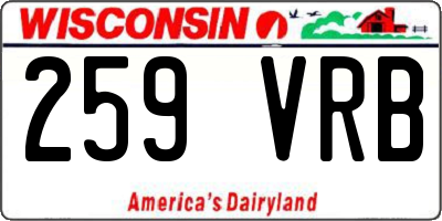 WI license plate 259VRB