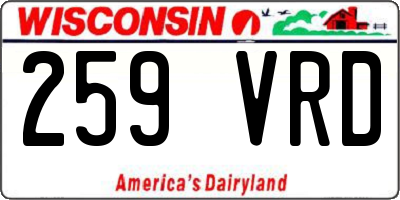 WI license plate 259VRD