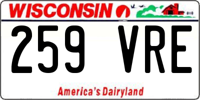 WI license plate 259VRE