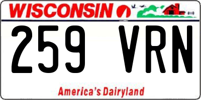 WI license plate 259VRN