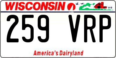 WI license plate 259VRP