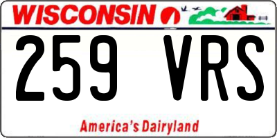 WI license plate 259VRS