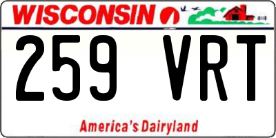 WI license plate 259VRT