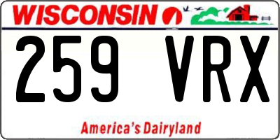 WI license plate 259VRX