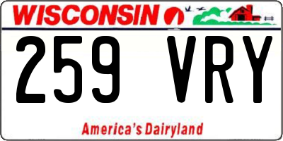 WI license plate 259VRY