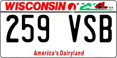 WI license plate 259VSB