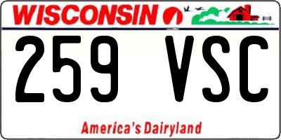 WI license plate 259VSC