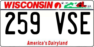 WI license plate 259VSE