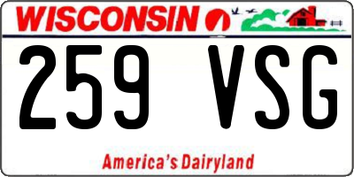 WI license plate 259VSG