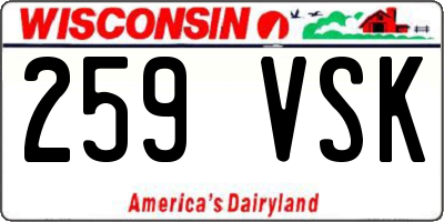 WI license plate 259VSK