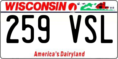 WI license plate 259VSL
