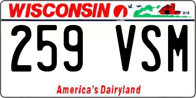 WI license plate 259VSM