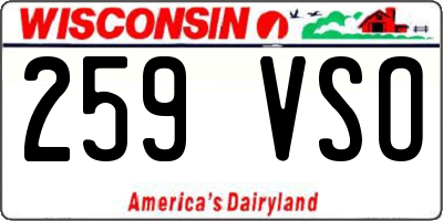 WI license plate 259VSO