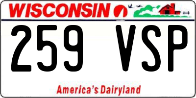 WI license plate 259VSP