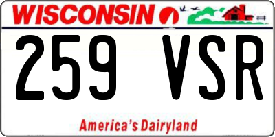 WI license plate 259VSR