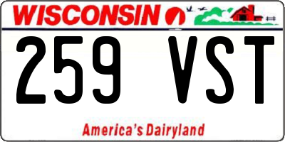 WI license plate 259VST