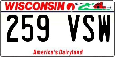 WI license plate 259VSW