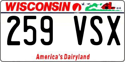 WI license plate 259VSX