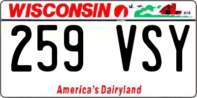 WI license plate 259VSY