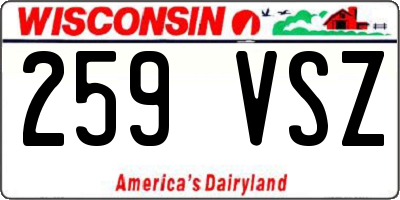 WI license plate 259VSZ