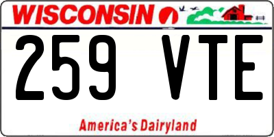 WI license plate 259VTE