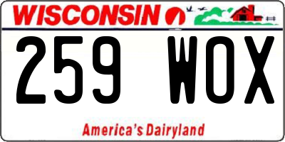 WI license plate 259WOX